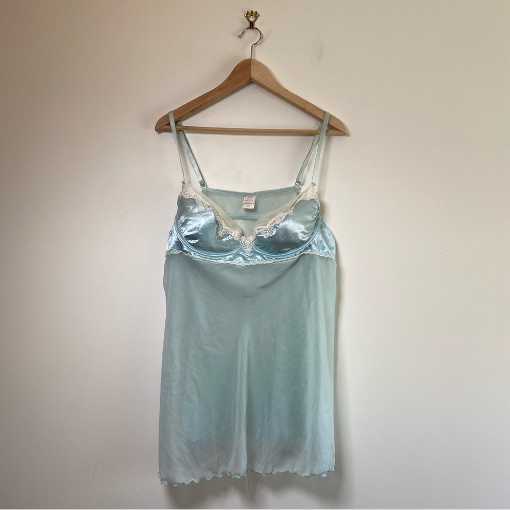 Gilligan & O'Malley Y2K Pushup Bra Nightie Dress Top Blue XXL